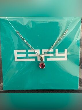EFFY Sterling Silver Necklace with Red Gem Pendant